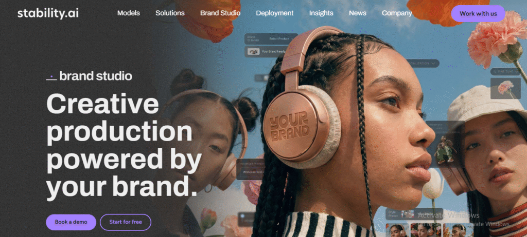 Stability AI homepage, the company behind Stable Diffusion