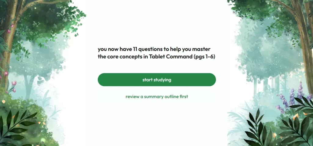 Jungle AI confirmation that 11 questions are ready, with start studying and review summary outline buttons.